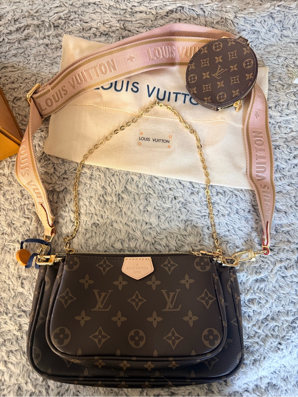 Monogram Multi Pochette with Pink Web Strap - Picture 7 of 10